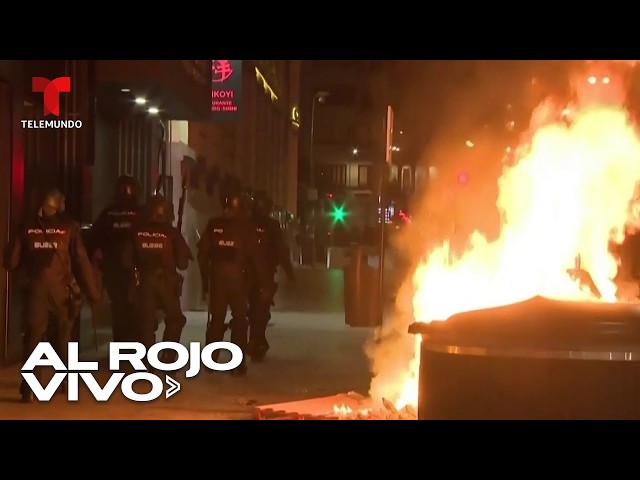 Contenedores en llamas y balas de goma durante protestas en España