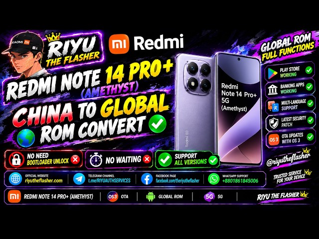 REDMI NOTE 14 PRO PLUS (AMETHYST) CHINA TO GLOBAL ROM CONVERT✅🆗NO NEED BOOTLOADER UNLOCK🔓❌