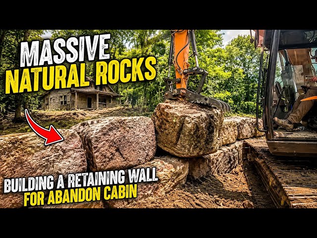 Building a MASSIVE Rock Wall at the Abandoned Cabin. 