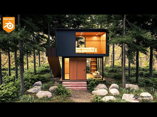 3D Modern Exterior House & Forest Landscape in Blender || 3D Architectural Modelling || 3D Archviz