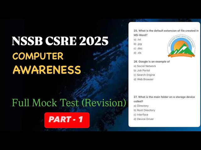 NSSB CSRE 2025 | Computer Awareness Full Mock Revision | Score 40/40 in Computer Section| Set - 1 