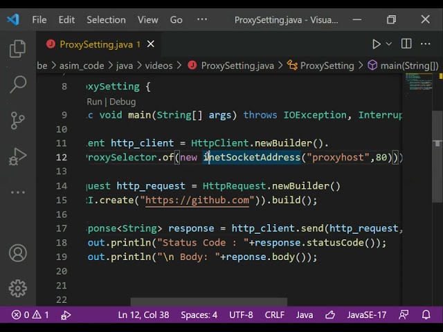 Setting Up Proxy Connection In Java