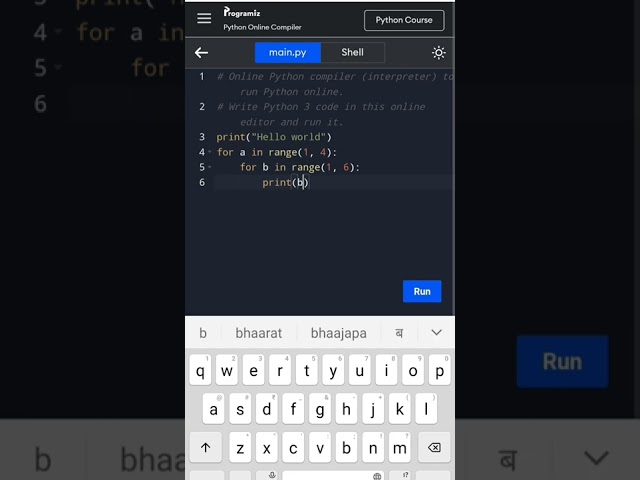 Python code of for loop with range( ) function 💻 #shorts
