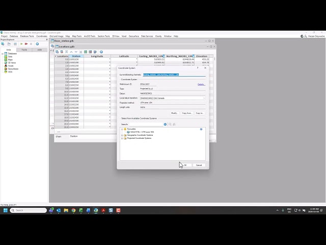 Reprojecting coordinates in Oasis montaj software [microlearning]