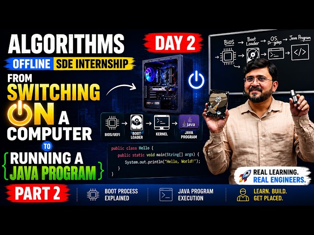 Algorithms Offline SDE Internship –Day 2 | From Switching ON a Computer to Running a Java Program 🚀