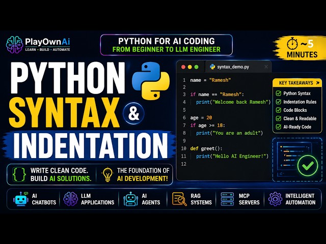 Python Syntax and Indentation for AI Engineers | Write Clean Python Code for AI  | L7