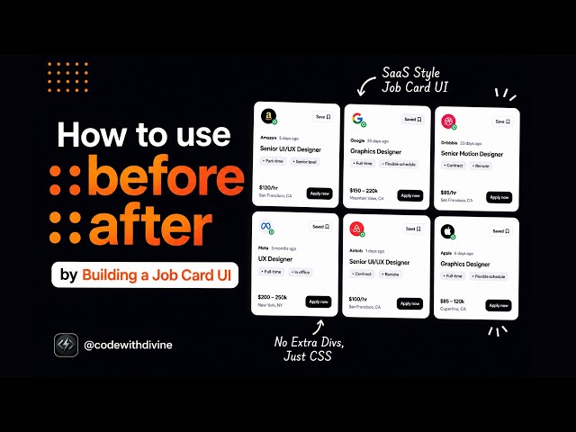 CSS ::before & ::after Pseudo Elements Tutorial — Build a Job Card Html CSS Project