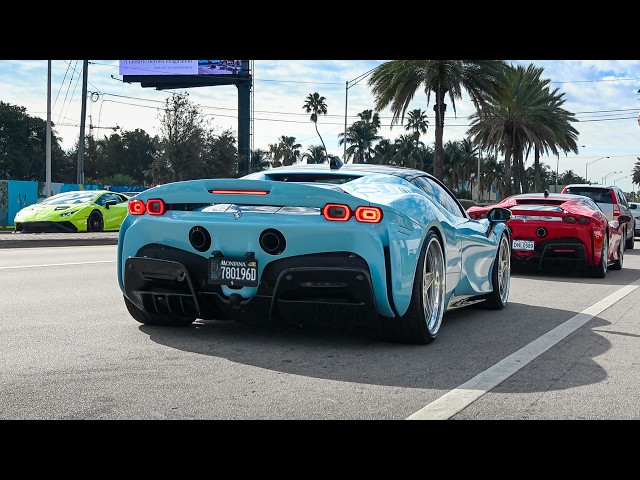 BEST SUPERCAR EXITS from Exotics and Espresso - Bugatti Chiron, Ferrari SF90, Aventador SVJ, McLaren