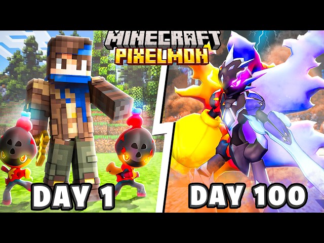 I Spent 100 DAYS In SHINY FUSION PIXELMON! (Minecraft Pokémon)