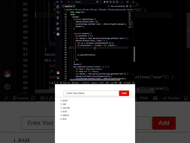 Delete LocalStorage Values One by One in JavaScript 🔥#JavaScript #LocalStorage #WebDevelopment
