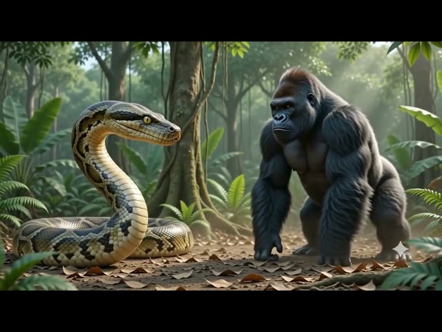 🥇 Gorilla vs Giant Python 🦍🐍  Who is the Real King of the Jungle Hindi Story