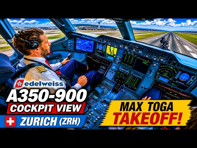 Edelweiss A350 Heavy TOGA takeoff out of Zurich