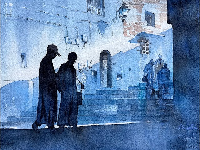 Afternoon Walk - Morocco #watercolorpainting #watercolortutorial #paintingwatercolor  #painting