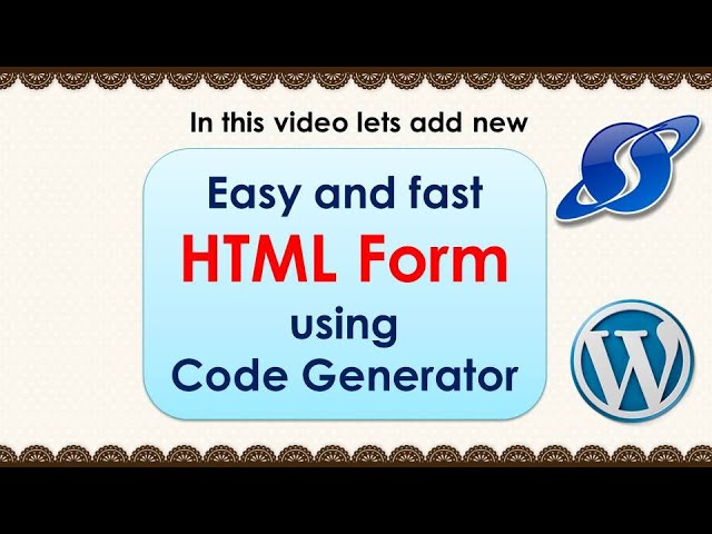 HTML Form using Code Generator - Easy and fast method - Sufyan Shaik