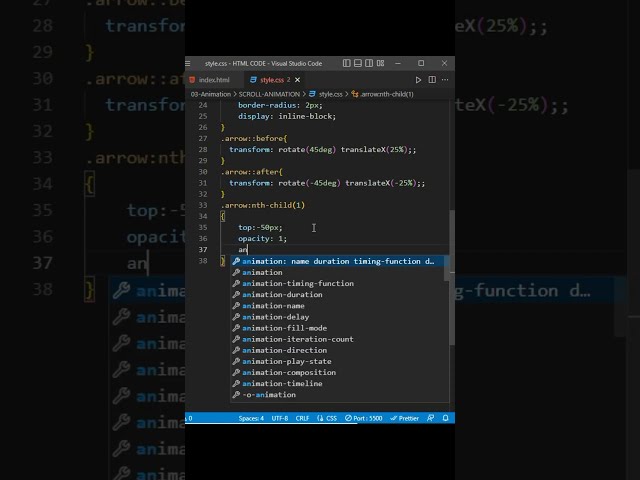 Scroll Down Button Animation in CSS #shorts #css #html