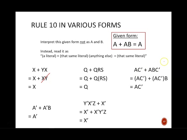 Digital Design (120 2b4) Boolean Algebra Rules 10-12