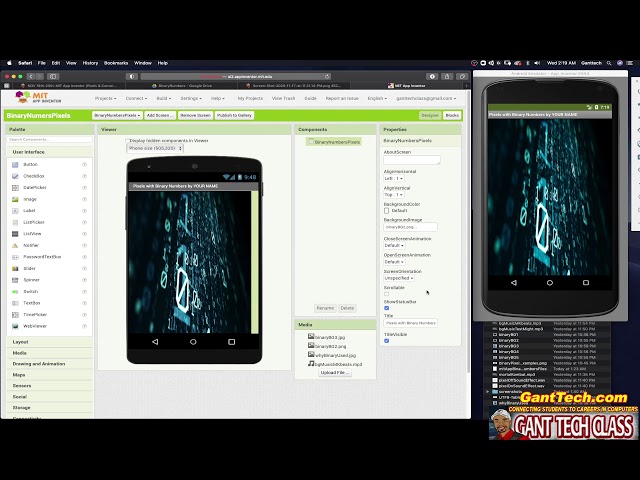 MIT App Inventor: Binary Number & Pixel App (Designing Screens) - AP Computer Science Principles