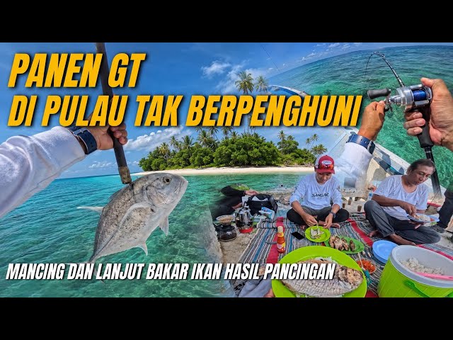CRAZY‼️This Small Island Turns Out to Be a Nest for GT‼️ Fishing + Grilling Fish on an Uninhabite...