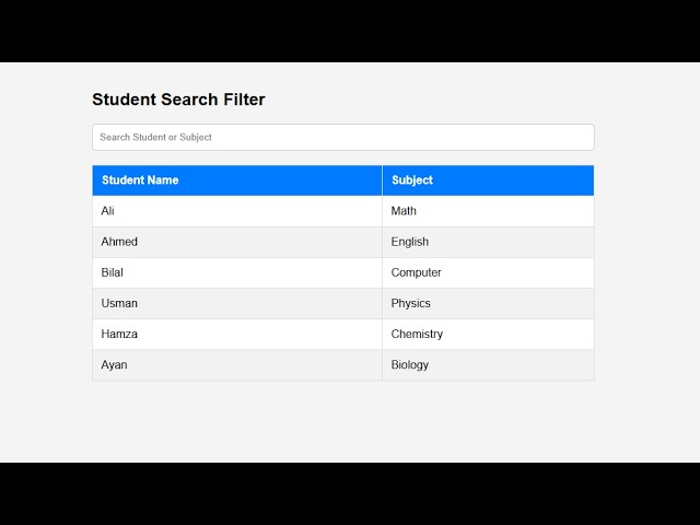 JavaScript Search Filter | Live Search Mini Project | HTML CSS JavaScript