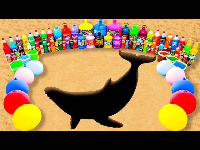 Big Toothpaste Eruption from a Giant Rainbow Whale, Mtn Dew, Fanta, Coca Cola and Mentos & Orbeez