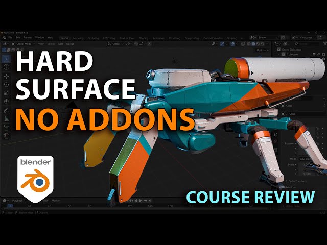 Can You Learn Blender Hard Surface Modeling Without Addons? Course Review!