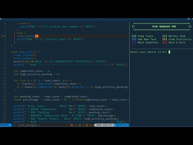 I Built a Task Manager in C | Neovim, tmux & ASMR Coding