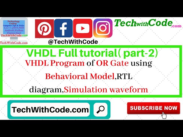 VHDL Program of OR Gate using Behavioral Model,RTL diagram,Simulation waveform|TechWithCode.com(TWC)