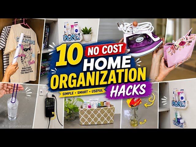 10 No Cost Home Organization ideas | 10 Useful Home Hacks | DIY Organizers 