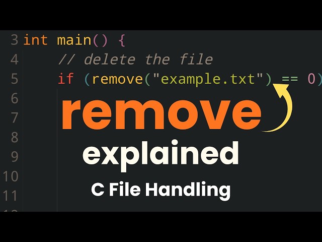 C Program to Delete a File Using remove() Function | File Handling Tutorial