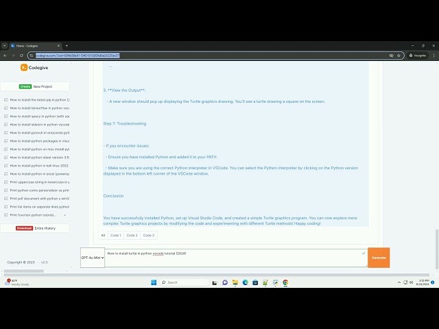 How to install turtle in python vscode tutorial 2024