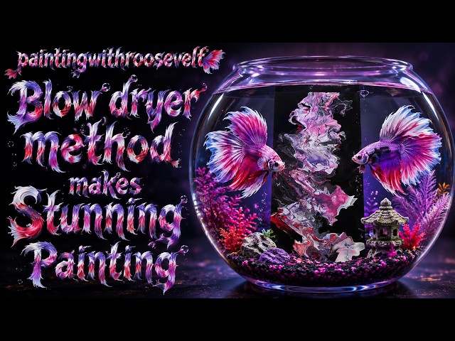 Blow dryer method makes stunning painting|paintingwithroosevelt