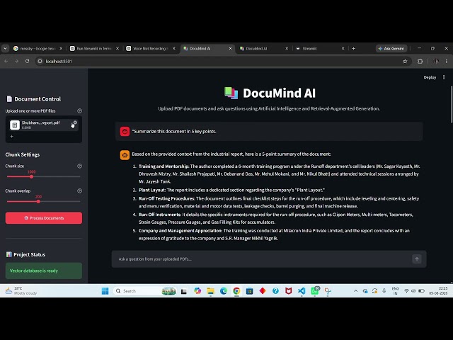 Minor Project: Email Spam Detection using Machine LearningMajor Project: DocuMind – System using RAG