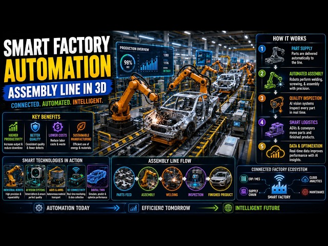 Smart Factory Automation Explained | Assembly Line in 3D 🏭🤖 | 3D DECODE