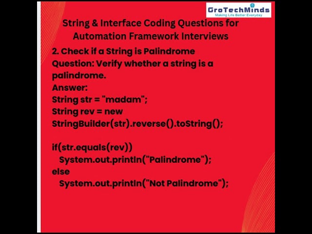 Top 10 Java String & Interface Coding Questions for Selenium Automation Interviews