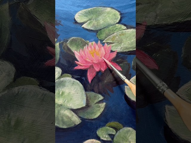 🐸frog pond🪷 acrylic painting tutorial (revamped & reuploaded) #paintingtutorial