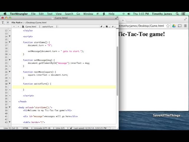 Learning HTML and JavaScript with a Tic-Tac-Toe Game: Lesson 4
