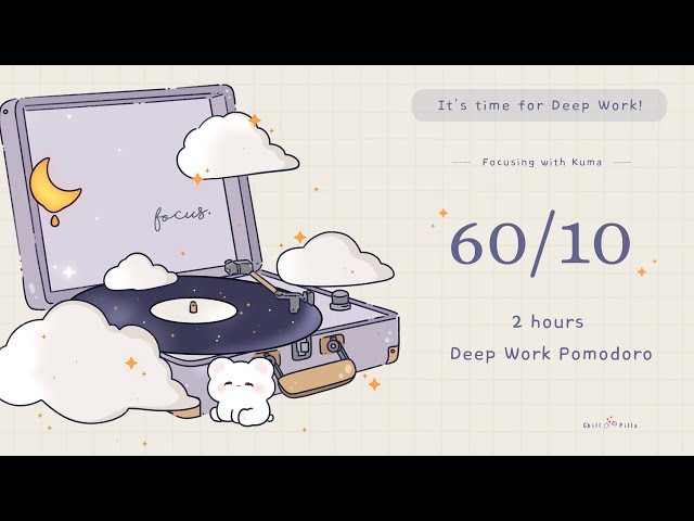 💿✨  60/10 Pomodoro Focus timer | Relax and rewind | Cozy ambience + Lofi vibes| Deep Focus 🎧