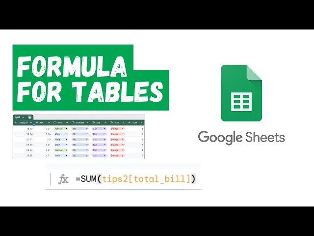 Formulae & Codes for Tables in Google Sheets | Learn Table Analysis from Zero