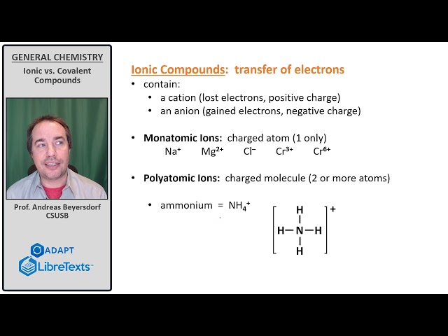 Gen Chem: Ionic vs. Covalent Compounds