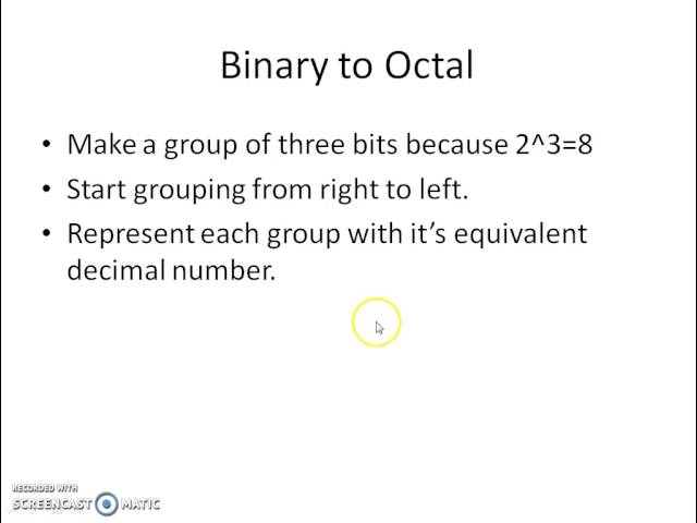 Binary to decimal octal hexadecimal