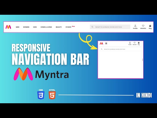 Creating Myntra Navbar Clone 🚀🔥  | Responsive Navigation Bar Using HTML & CSS | In Hindi
