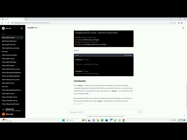 use of strip in python