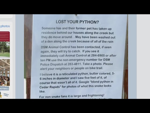Des Moines resident warns neighbors after 6-foot python sighting