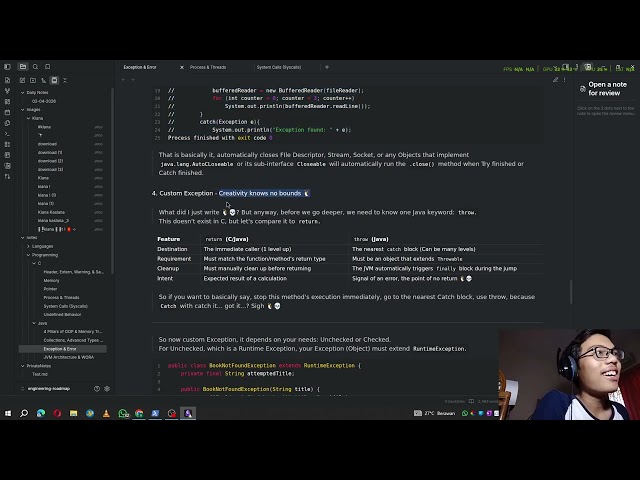 Exception & Error - Java - 2.5 Year Engineering Plan
