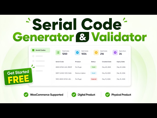 Serial Codes Generator and Validator with WooCommerce Support by Vollstart | Arafat Mamun