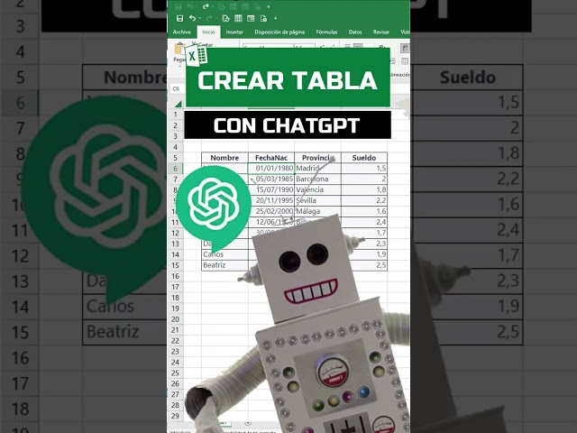 Crear tablas con IA (ChatGPT) #shorts #excel #excelgratis #openai
