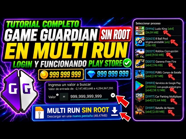 Tutorial de Game Guardian en Multi Run en Cualquier Android Sin Root 2026✅