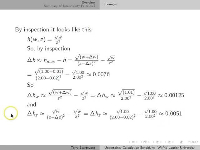 Uncertainty Calculation Sensitivity