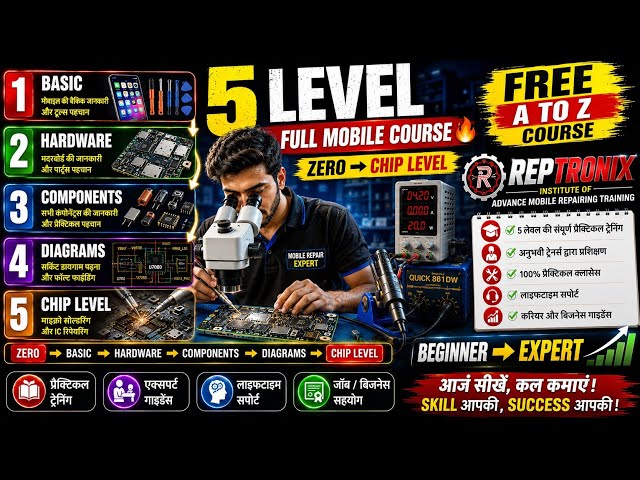 Mobile Repairing Course in Hindi 🔥 A to Z FREE Course | Beginner to Chip Level Practical Training