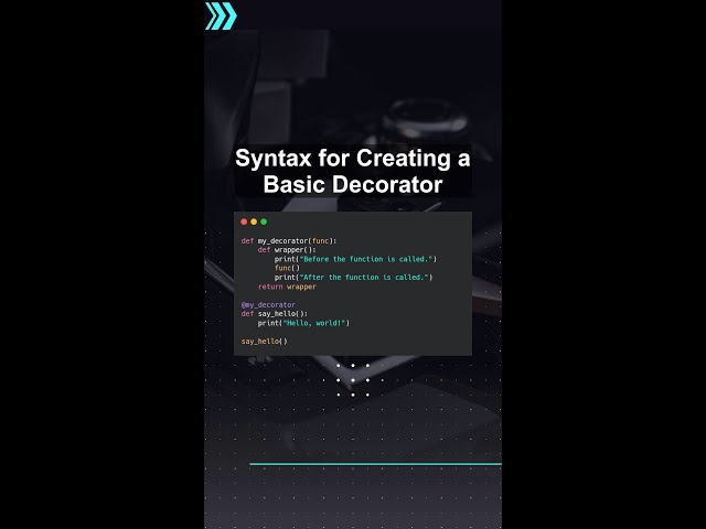 Syntax for Creating a Basic Decorator ##ai ##artificialintelligence ##machinelearning ##aiagent
